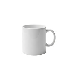 Fototapeta premium A plain white ceramic mug standing alone against a white background isolated on transparent background