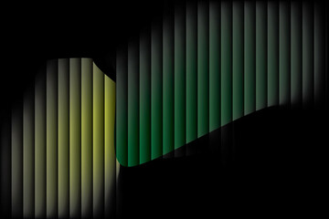 Obraz premium Black Background with Vertical Stripes and Yellow Green Blurry Shapes photo