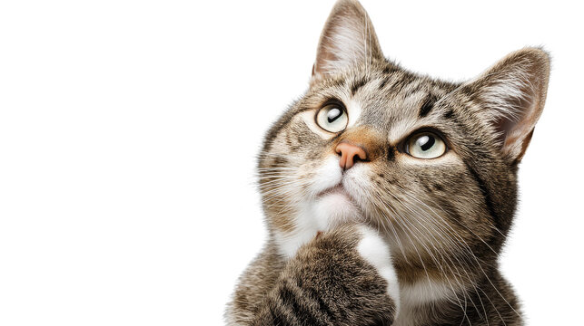 Mystical Contemplation: An adorable cat, lost in thought, gazes upward with a pensive expression, as if pondering the mysteries of the world.