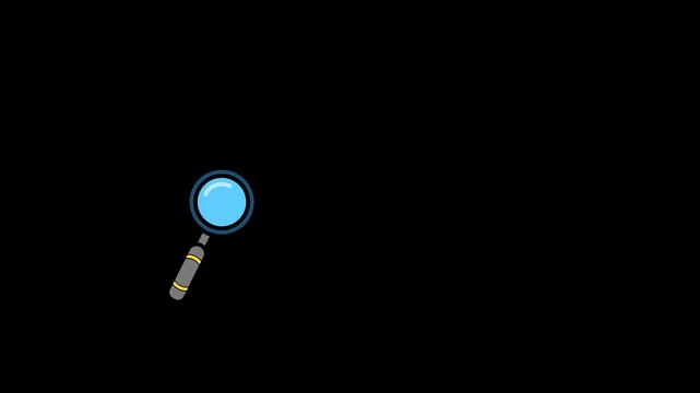 Animated looping magnifying glass moving over a transparent background.