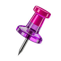 Glossy 3D Purple and Pink Pushpin Icon on White Background