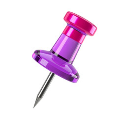 3D Purple and Pink Pushpin Icon on White Background