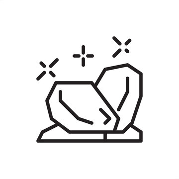 Rare earth mineral icon. Strategic element extraction, representing neodymium magnets, REE processing, green energy materials, semiconductor dopants, and high-tech electronic component manufacturing.