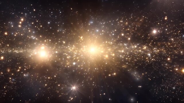 starfield in space with golden nebula glow, bright stars, cosmic background