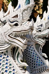 White serpent statue inside the temple