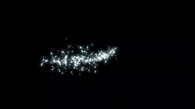 Sparkle glitter, glowing doodle stars, white cartoon flat vector doodle style stars, white twinkling particles, glitter stars magic tail sparkling on black screen background.