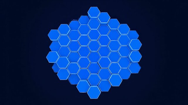 A video showcases a mesmerizing pattern of blue hexagons forming a circle on a dark background
