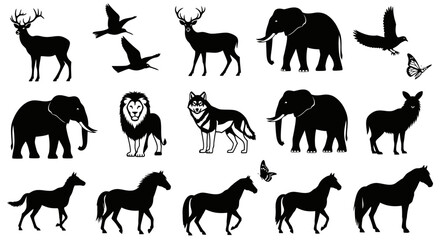 Obraz premium Wildlife Animal Silhouette Vector Collection