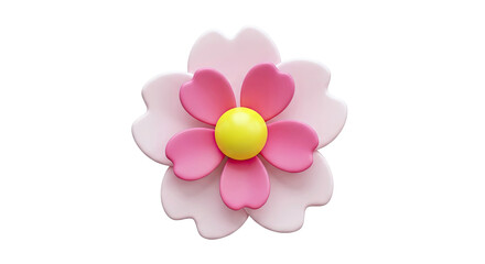 3D Pink and Yellow Flower Illustration
