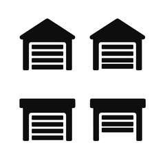 Minimalist black garage icon set on gradient background