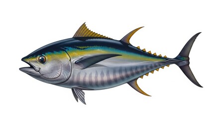Fototapeta premium Tuna Fish Illustration Isolated White.