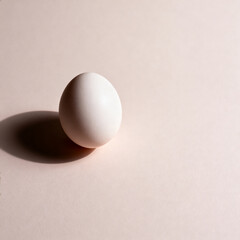 White egg resting on soft pink background for Easter celebration  