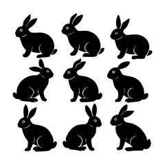 Fototapeta premium set of rabbits silhouettes