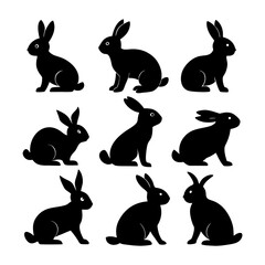 Fototapeta premium set of rabbits silhouettes