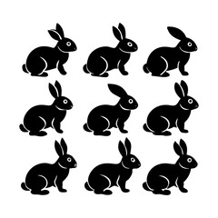 Fototapeta premium set of rabbits silhouettes