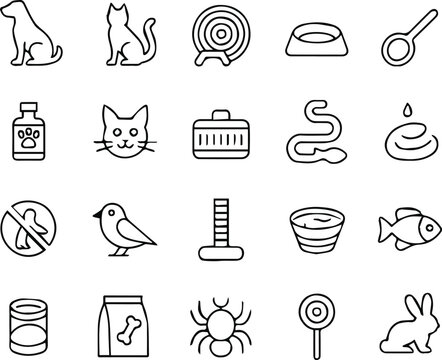 pet vector art pet care icons dog cat bird fish food bowl carrier leash