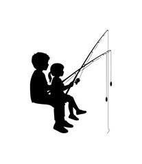 Father and Child Fishing Together