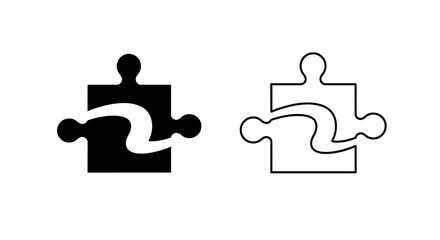 Black and white puzzle pieces for design and illustration Vector