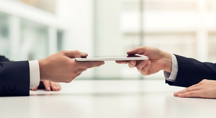 Professional Handover of Digital Device in Business Setting