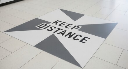 Floor Graphic Indicating Social Distancing Guidelines For Public Spaces and Safety Measures