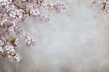 Cherry blossoms blooming frame textured light background