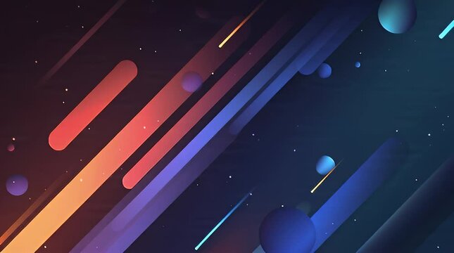 Animated abstract motion graphics with vibrant colors and dynamic shapes moving rapidly across the screen in a futuristic environment from a 3D viewpoint