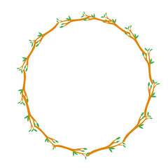circle branch frame decoration on white background
