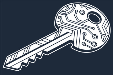 AI Password Security Key with Digital Circuit Pattern for Advanced Cybersecurity, Encryption, Identity Protection and Secure Access Icon
