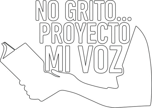 No grito proyecto mi voz frase divertida tipograf&iacute;a vectorial