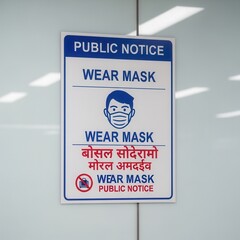 Obraz premium Essential Public Notice Advising Mask Usage Displayed, Informing, Preventing, Promoting Public