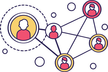 Artificial Intelligence Social Network Nodes Icon Representing Connected People, Smart Relationship Mapping, Community Intelligence, Data Graphs and Digital Communication Networks