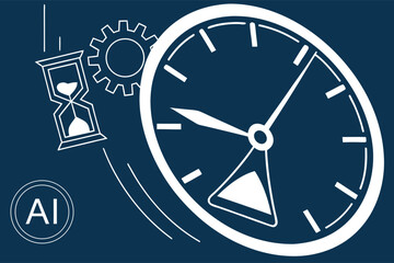 AI Time Optimization Clock with Smart Scheduling, Productivity Intelligence, Workflow Automation and Efficiency Management Icon