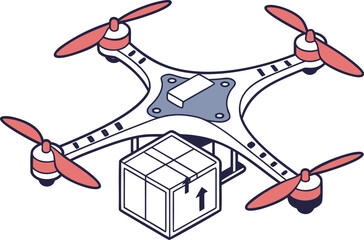 Autonomous Robot Delivery Drone with AI Navigation, Smart Logistics, Last-Mile Delivery and Future E-Commerce Transportation Icon
