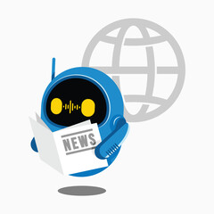 Blue Robot - Reading Magazine or Newspaper