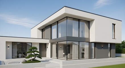 modern house with blue sky