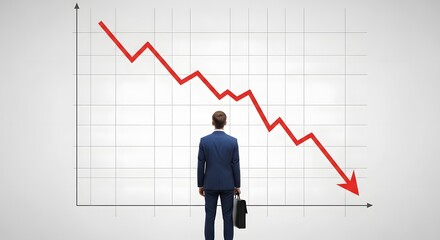 Businessman observing a sharp decline in stock market graph