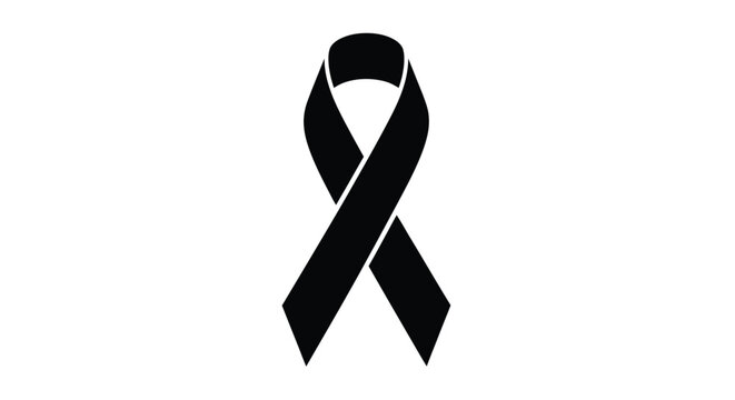A black ribbon symbolizing mourning remembrance or support for a cause