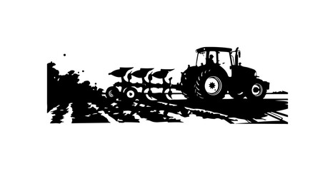 Heavy Tractor with Agricultural Implements in Action