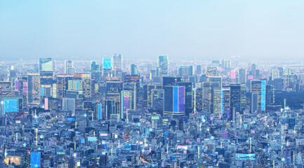  Digital city for new era future investment and business connect fiber optics with ai electric internet data innovation futuristic city modern technology © dodotone
