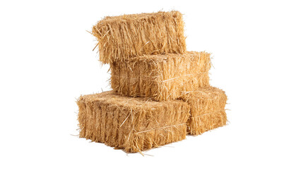 Stack of hay bales on transparent background. © Anatoli