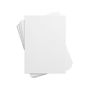 A stack of blank white paper sheets arranged neatly on a surface. isolated on transparent background