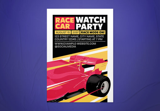 Race Car Watch Party Event Flyer