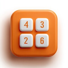 Square, orange app icon with four white buttons showing the numbers 4, 3, 2, and 6