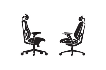 Ergonomic Office Chairs Silhouette on white background