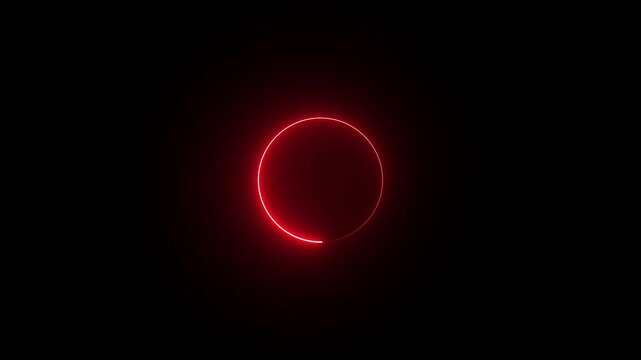 Glowing Red Circle Neon Light on Black Background for Animation red neon circle