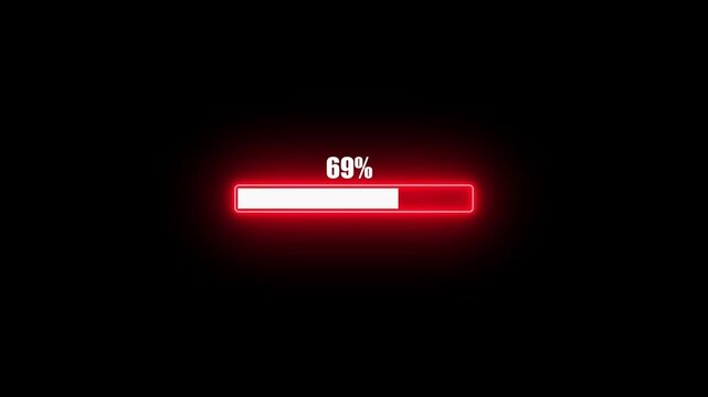 Loading Bar Animation Red Progress Indicator 38 Percent Complete red neon