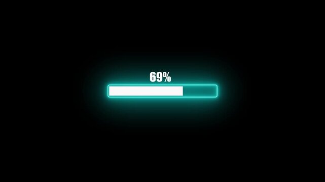 Loading Progress Bar Animation with 38 Percent Completion on Black Background with Neon Green Glow