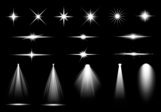 Various Glowing Light Effects Element Design Set