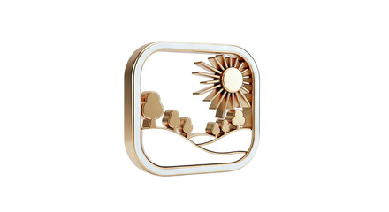 Golden sun and trees icon