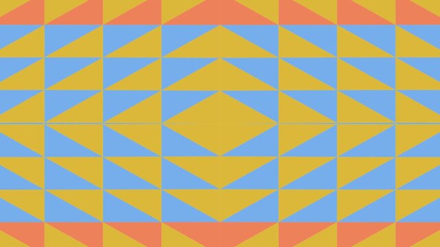 Geometric Pattern With Triangles In Coral Yellow Blue